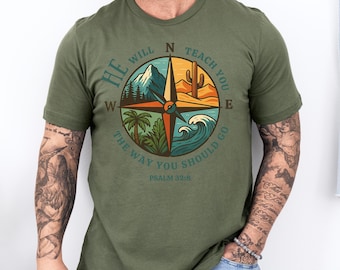Psalm 32:8 The Way Christian Bible Verse Unisex Tee, Inspirational T-Shirt, Gift for Him, Trendy Jesus Apparel, Faith Based
