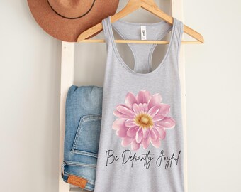 Pink Flower Racerback Tank Top Watercolor Floral Comfort Fit Tank Feminine Summer Christian Tank