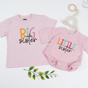 Big Sister Little Sister Matching Kid Shirt, Little Sister Baby Romper, Big Sister Toddler, Family Sibling Outfit, Baby Announcement