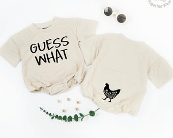 Guess What Chicken Butt Baby Romper, Funny Baby Bodysuit, Gender Neutral Outfit, Baby Shower Gift, Animal Baby Outfit, Funny Infant Quote