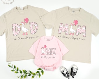 Personalized Silly Goose Birthday Family Matching Shirts, One Silly Goose First Birthday Outfit, Goose Birthday, Mama Dada Goose Birthday