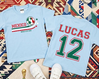 Personalized Mexico WC Toddler, Mexico Football Team Kids Shirt, Mexico Soccer Cup Kids Tee, Mexico Flag Shirt, Soccer 2026 Shirt
