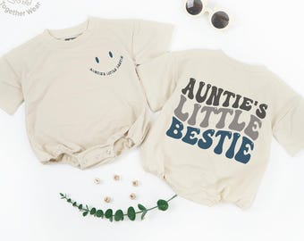 Auntie's Little Bestie Baby Romper, Gift From Aunt, Family Baby Tee, Baby Shower Gift, Auntie Baby Shirt, Pregnancy Announcement For Baby