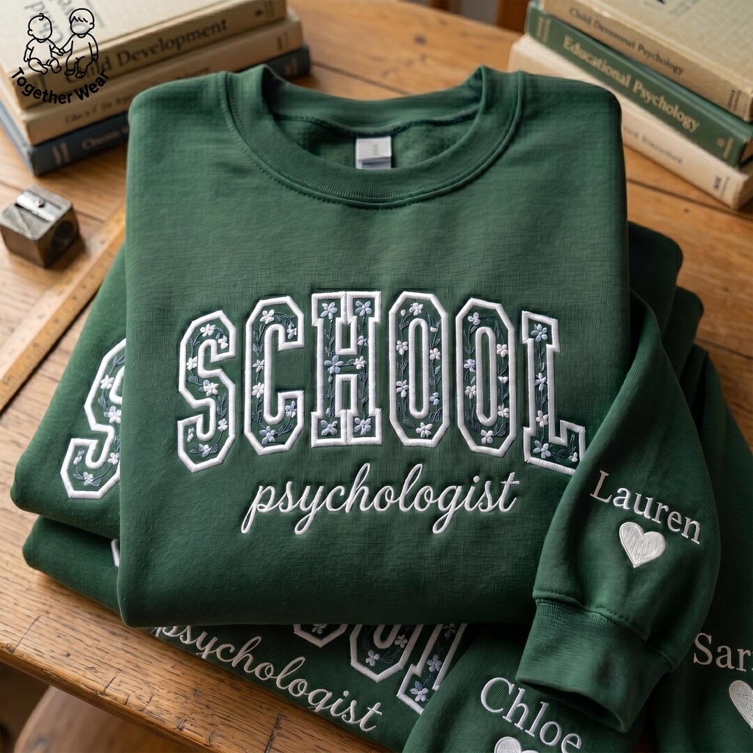 Psych Sweaters EMBROIDERED School Psychologist Sweatshirt, Floral School Psych Sweater ...