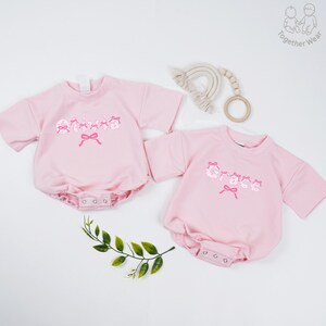 Custom Baby Girl Outfit, Personalized Name Pink Bow Baby Romper, Coquette Baby Bodysuit, Toddler Birthday Gift, Baby Shower Gift