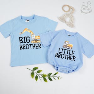 Big Brother Little Brother Matching Kid Shirt, Lil Bro Baby Romper, Big Bro Toddler, Family Sibling Outfit, Baby Announcement, Digger Shirt