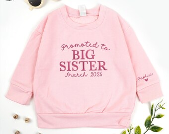 EMBROIDERED Promoted To Big Sister Toddler Shirt, Big Sister To Be, Cute Announcement Kids Shirt, Pregnancy Reveal Shirt, Big Sister Tee