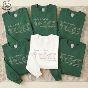 EMBROIDERED Desert Bachelorette Sweatshirts, Cactus And Cocktails Bach Sweaters, Scottsdale Bach Trip Crewneck, Cowgirl Bridal Party Shirts