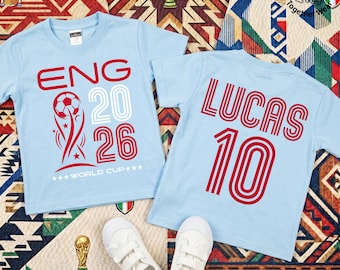 Personalized England World Cup 2026 Toddler, World Cup Fans Kids Shirt, England Soccer Fan Kids Tee, UK National Team Shirt, Game Day Shirt