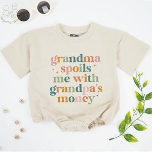 Grandma Spoils Me With Grandpas Money Baby Romper, Grandparents Baby Clothing, Baby Shower Gift, Family Matching Shirt, New Grandchild Tee