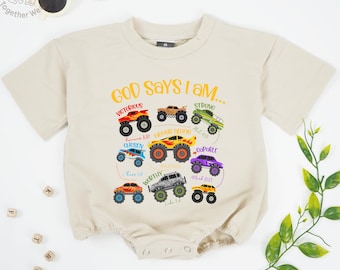 God Says I Am Baby Romper, Child of God Shirt, Christian Kids Tee, Cars Religious Shirt for Baby, Bible Verse Baby Shirt, God Lovers Shirt