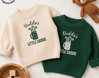 EMBROIDERED Daddy's Little Caddie Knit Sweater, Cute Golf Baby Sweater, Golf Cart Kids Sweater, Daddy Golf Baby Outfit, Golf Lover Shirt