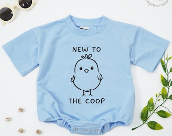 New To The Coop Baby Romper, Chicken Announcement Gift, Baby Shower Gift, Cute Chick Baby Clothing, Little Farmer Outfit