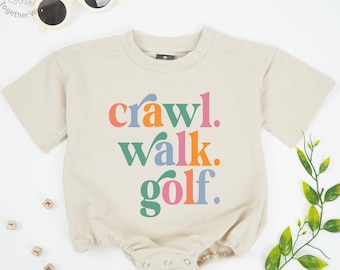 Crawl Walk Golf Baby Bodysuit, Golfer Baby Shower Gift, Funny Golf Baby Outfit, Boy or Girl Golf Bodysuit