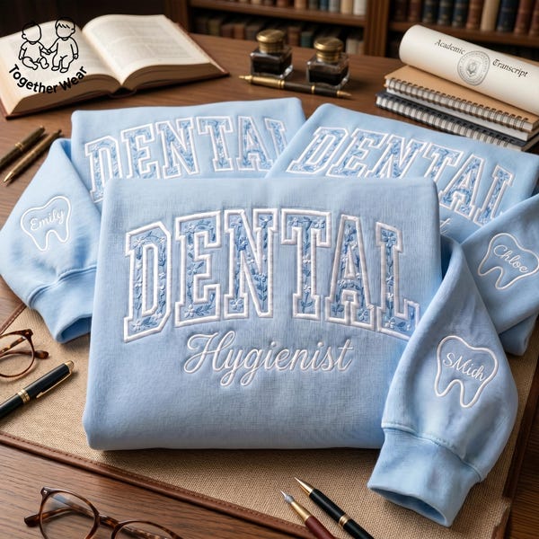 EMBROIDERED Dental Hygienist Sweatshirt, Flower Dental  Assistant Sweater, Dentistry Crewneck, Dentist Office Shirt, RDH Graduation Gift
