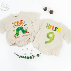 Personalized One Hungry Caterpillar Baby Romper, 1st Birthday Bodysuit, Cute Caterpillar Romper, First Birthday Outfits, One Year Old Romper