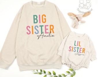 Little Sister Big Sister Matching Sweatshirt, Matching New Siblings Outfit, Big Sister Announcement, New Sister Gift, Matching Sisters Set