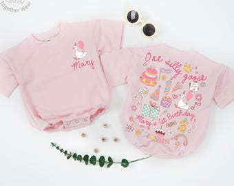 Personalized One Silly Goose Birthday Baby Romper, Cute Birthday Baby, 1st Birthday Silly Goose Romper, Silly Goose Birthday, Newborn Outfit