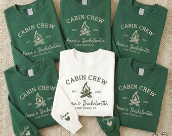 EMBROIDERED Cabin Crew Sweatshirt, Cabin Trip Bachelorette Sweater, Bridal Party Crewneck, Fire Cabin Party Sweater, Bride Crew Shirt