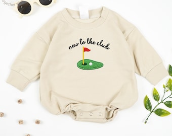 EMBROIDERED New To The Club Baby Romper, Baby Golf Club, Daddy's Golfing Buddy, Golf Birthday Outfit, Pregnancy Baby Announcement