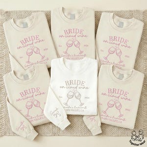 EMBROIDERED Winery Bachelorette Shirt, Bride on Cloud Wine, Wine Bridal Party Tee, Wine Bach Club Shirt, Wine Tasting Shirt, Bride Crew Tee