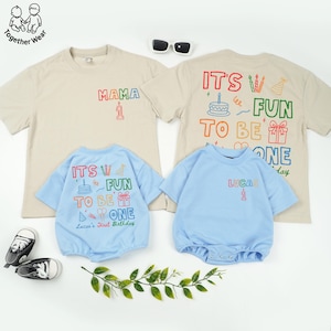 Personalized It's Fun to Be One Matching Shirt, Colorful Birthday Family Tee, Baby First Birthday Matching Outfit, Fun BDay Theme Shirts