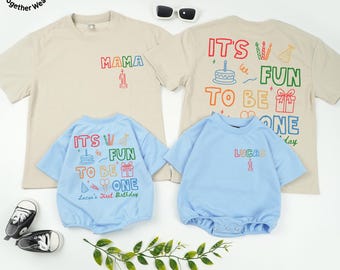 Personalized It's Fun to Be One Matching Shirt, Colorful Birthday Family Tee, Baby First Birthday Matching Outfit, Fun BDay Theme Shirts