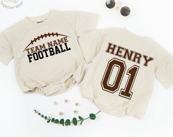 Personalized Football Team Kids Romper, Game Day Romper, Football Team Tee, Sport Baby Toddler
