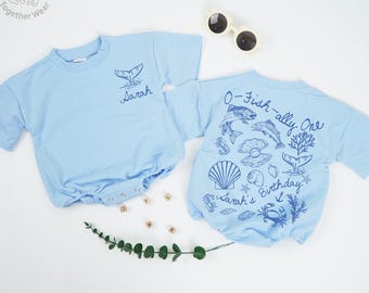 Personalized O-fish-ally One Birthday Baby Romper, 1st Birthday Fishing , 1st Birthday Ocean Birthday, First Birthday Outfit, Birthday Baby