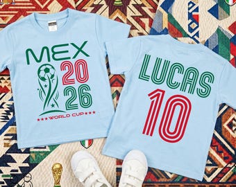 Personalized Mexico 2026 Toddler, Mexican Soccer Fan Kids Shirt, Mexico National Team Spirit Kids Tee, Soccer World 2026 Shirt