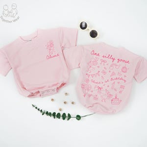 Personalized One Silly Goose Birthday Baby Romper, Cute Birthday Baby, 1st Birthday Silly Goose Romper, Silly Goose Birthday, Newborn Outfit