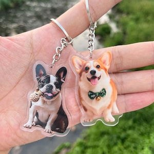 Custom Dog Keychain, Personalized Pet Photo Keychain, Pet Portrait Keychain, Cat Memorial Gift, Gift for Pet Lovers, Cat Keychain