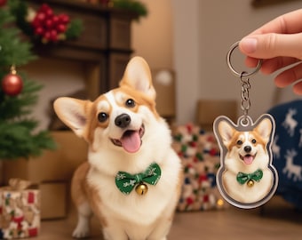 Custom Dog Keychain, Personalized Pet Photo Keychain, Pet Portrait Keychain, Cat Mom Gift, Pet Loss Gift, Gift for Pet Lovers, Cat Keychain