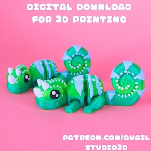 Articulated Chameleon STL File: Flexi Reptile 3D Print Model (Digital Download