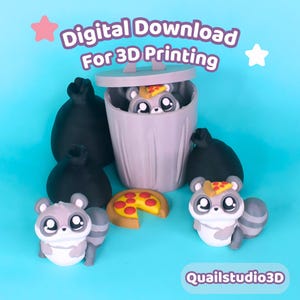 Raccoon Trash Panda Flexi Fidget & Display STL - Stampa in posizione - Nessun supporto