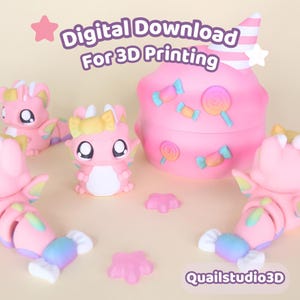 Mini Cotton Candy Dragon with Twist Egg- No Supports