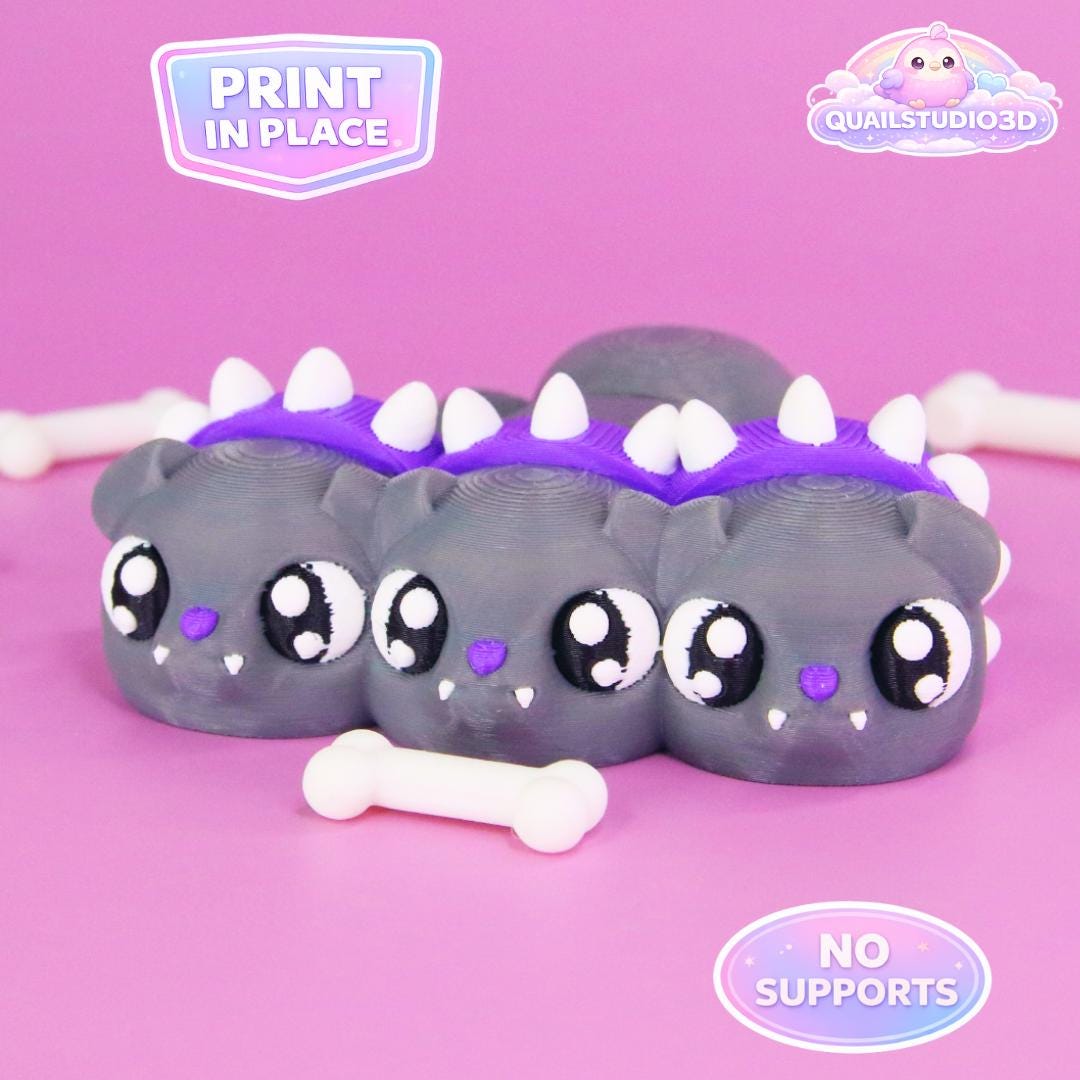 Flexi Cerberus STL: Three-headed Dog 3D Print File (digital