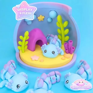 Aquariumdiorama met Axolotl STL: Flexi Axolotl Habitat (digitale download)