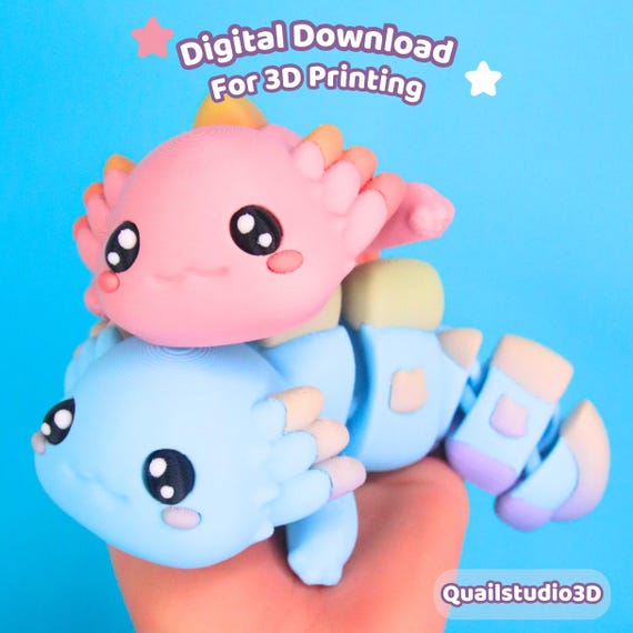 Flexi Axolotl STL: Articulated 3D Printing File (Digital Download)