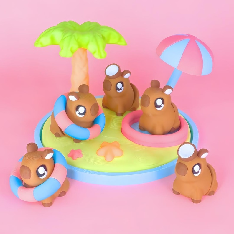 Coconut Capybara Flexi & Beach Display | Print-in-place | No Support - Etsy