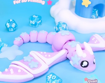 Articulated Star Dragon 3D Print Model: Flexi Fantasy Toy (Digital Download)