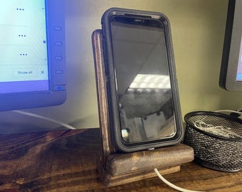 Wooden Phone Stand, Desk Phone Holder, Wooden Mobile Stand, Phone Holder, Iphone, Desk Accessory, Office Decor, Kitchen Decor, Birthday Gift