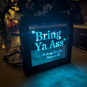 Light up Anthony Edwards "Bring ya ass" (Timberwolves) shadow box Mirror Sign - RGB or Plain White - Bar Sign
