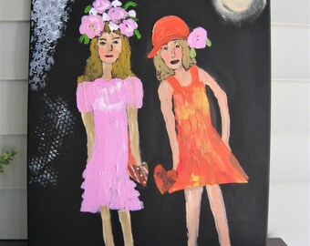 Original Girlfriend Contemporary Portrait; Modern Painting; Figurative Female Art; One of a Kind; Girls Night Out