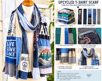 Upcycling-Schal aus einem T-Shirt | DIY-Anleitung für einen Schal aus recycelten T-Shirts | Nähanleitung als PDF | Nähprojekt für Anfänger