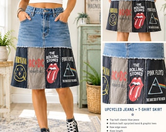 Upcycling-Anleitung für einen Jeans- und T-Shirt-Rock | DIY-Jeansrock – Schnittmuster kostenlos | 6-seitige PDF-Datei zum Ausdrucken | Kleidung umgestalten | Für Anfänger