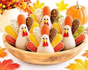 Relleno para cuenco de pavo de Acción de Gracias / Decoración de tela otoñal / Fácil de coser / Patrón de costura / Descarga digital