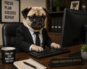 Herbie il carlino/Divertente stampa digitale da parete/Stampa del capo carlino/Decorazione murale per cani dirigenti/Regalo per amanti dei cani/jpeg