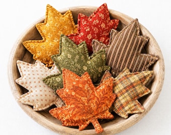 Patrón de costura de hoja de otoño/Relleno de cuenco con hojas rellenas/Patrón de decoración otoñal fácil/Descarga digital
