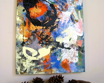 Original Abstract Expressionist Painting Greens and Gold, One of a Kind Original Acrylic Painting, Light in the Forest